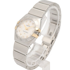 Omega Constellation 12-Diamond Watch, 18K Yellow Gold Stainless Steel, Diamond, Ladies', White/White Mother-of-Pearl, 123.20.24.60.55.006 — Very Good