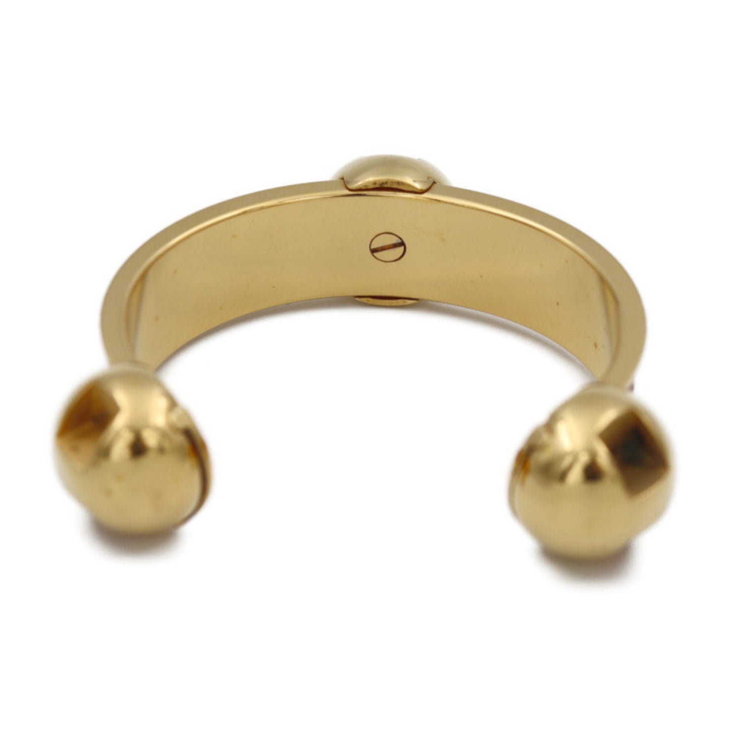 HERMES Hermes Bangle Metal Leather Gold Red C Cuff Bracelet