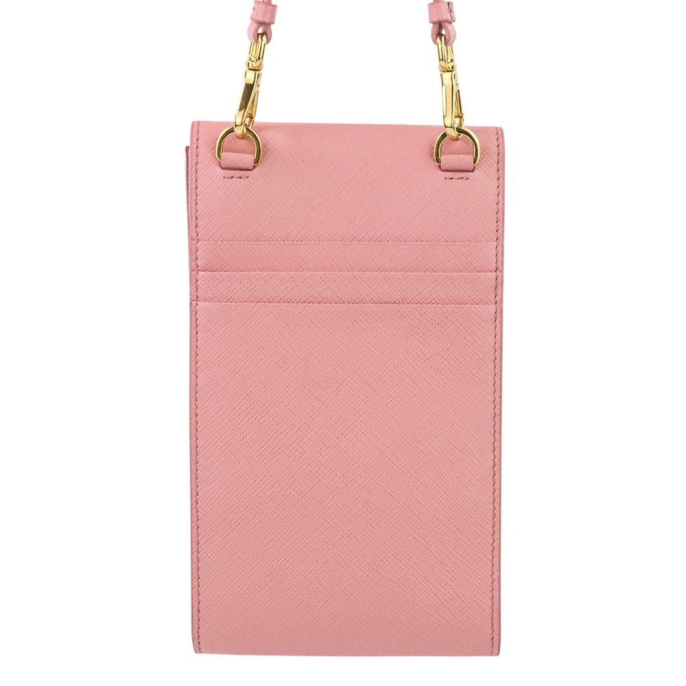 PRADA Saffiano Leather Chain Shoulder Bag/Pochette 1BP050 Pink Women's — Like New