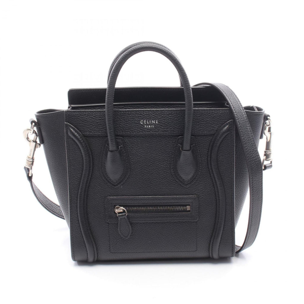 Celine Luggage Nano Shopper Handbag, Leather, Women's, Black
