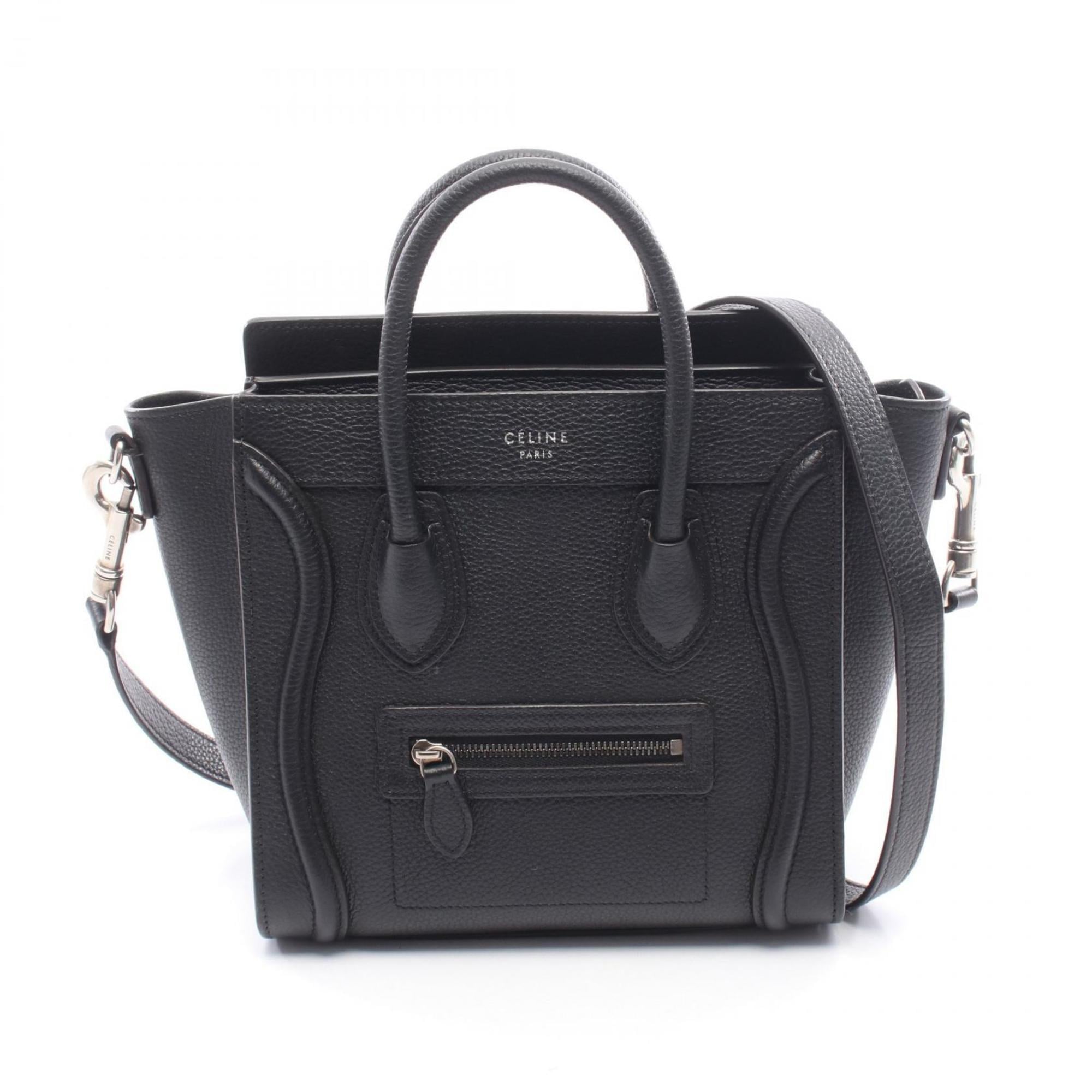 Celine Luggage Nano Shopper Handbag, Leather, Women's, Black