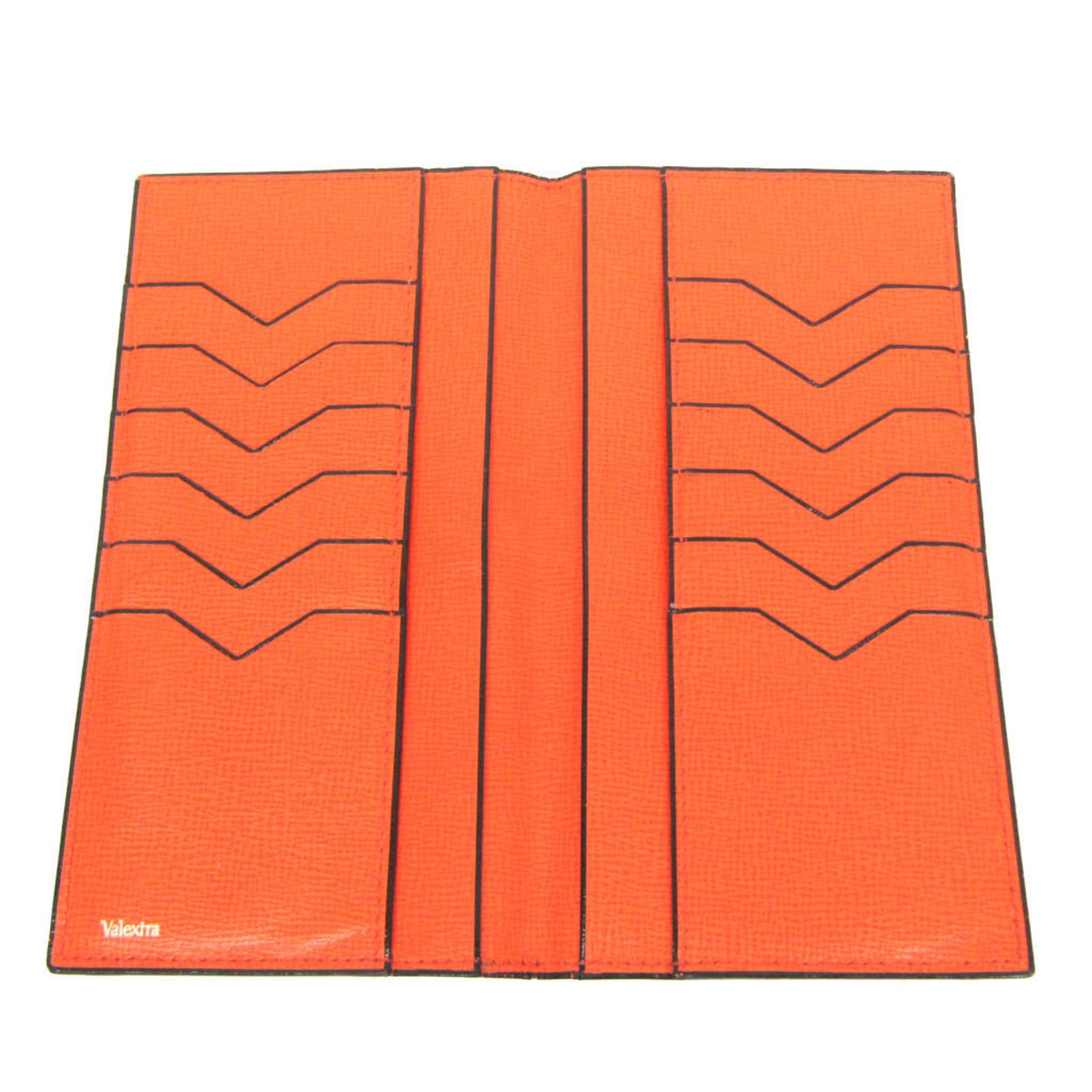 Valextra Vertical 12 Card V8L21 Men,Women Leather Long Bill Wallet (bi-fold) Orange