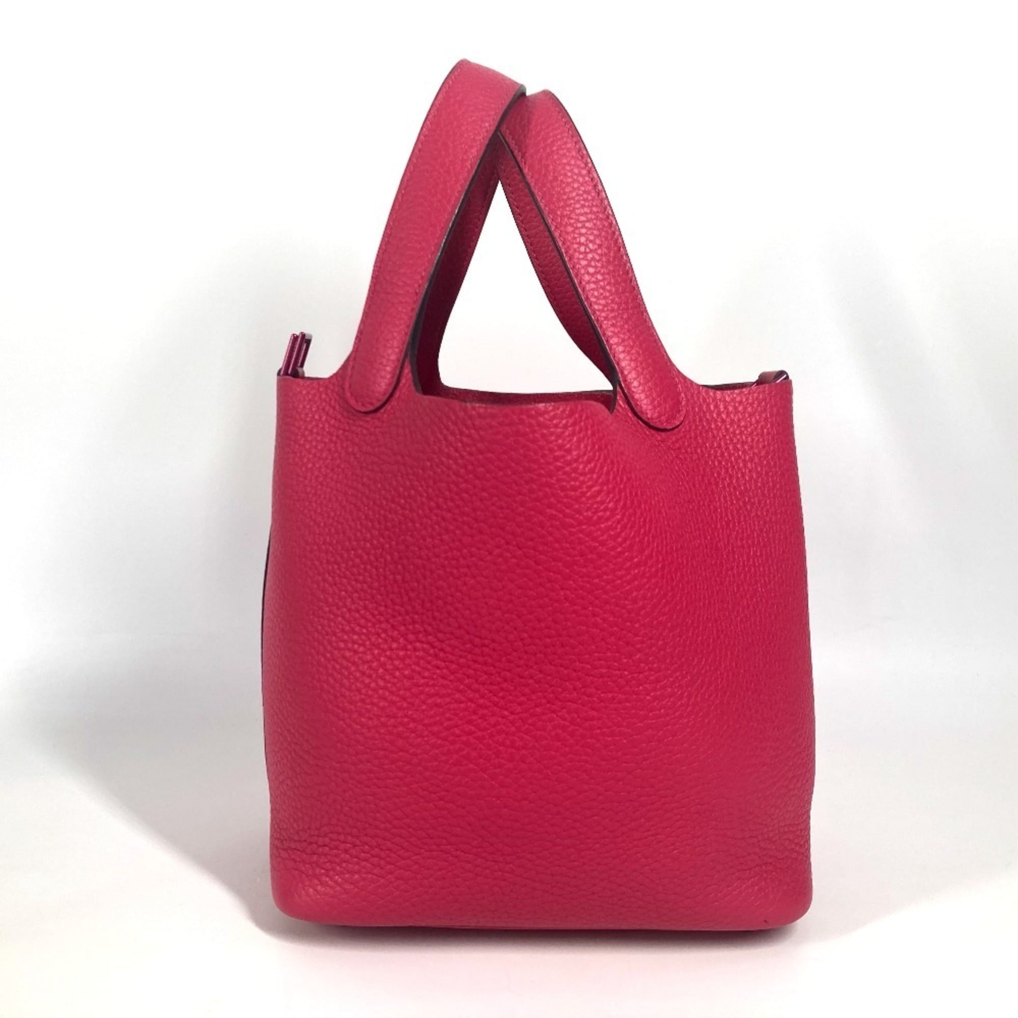 HERMES All Pink Picotin Lock PM 18, Monochrome, PM, Handbag, Taurillon Clemence Leather, Women's, Rose Mexico — Like New