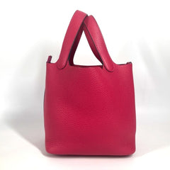 HERMES All Pink Picotin Lock PM 18, Monochrome, PM, Handbag, Taurillon Clemence Leather, Women's, Rose Mexico — Like New