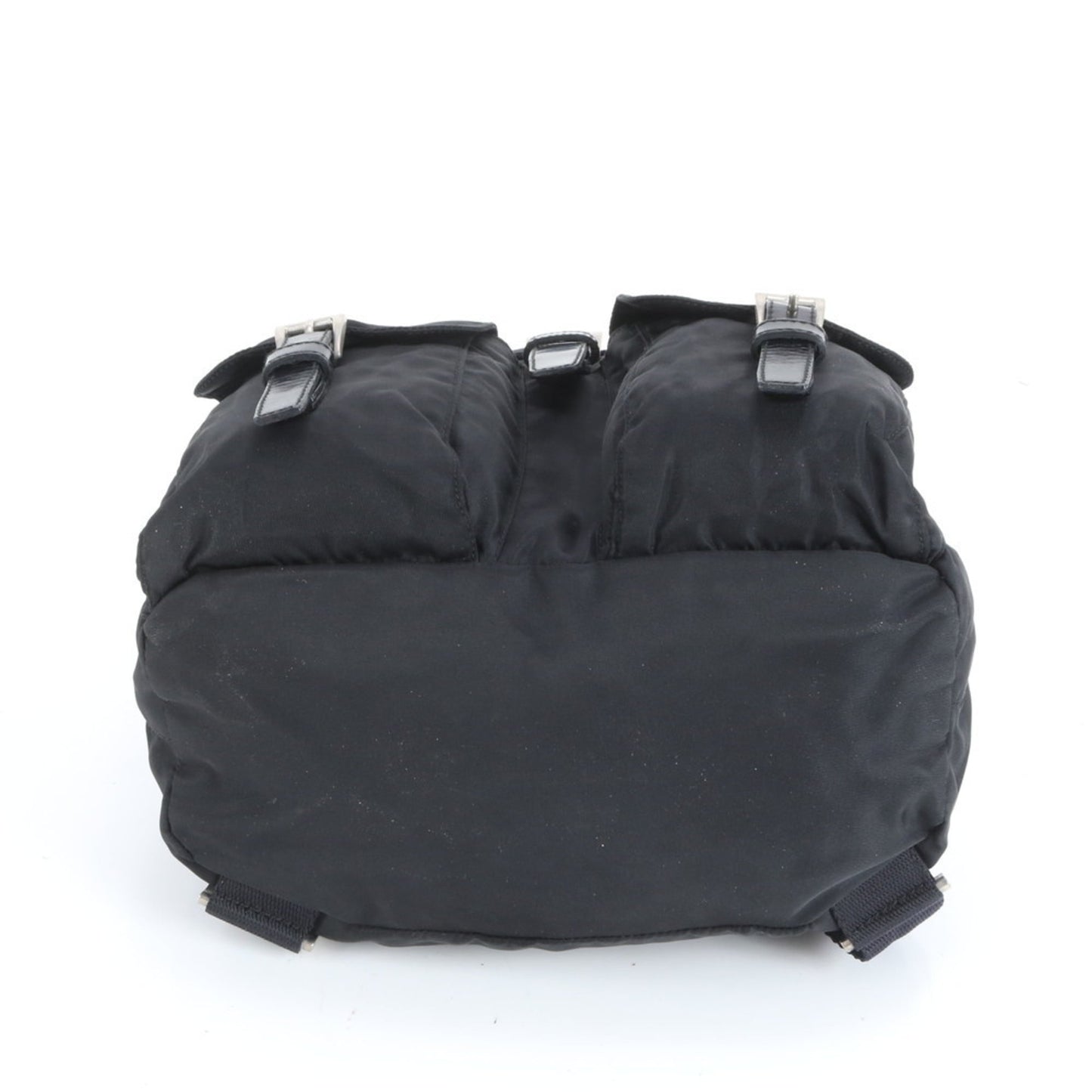 Prada Tessuto nylon and leather backpack with triangle logo, black, for women