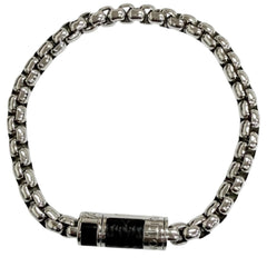 LOUIS VUITTON M63107 Chain Monogram Eclipse Bracelet, Silver & Black, Made in Italy, 2022 Model, Men's, with Box and Dust Bag — Like New