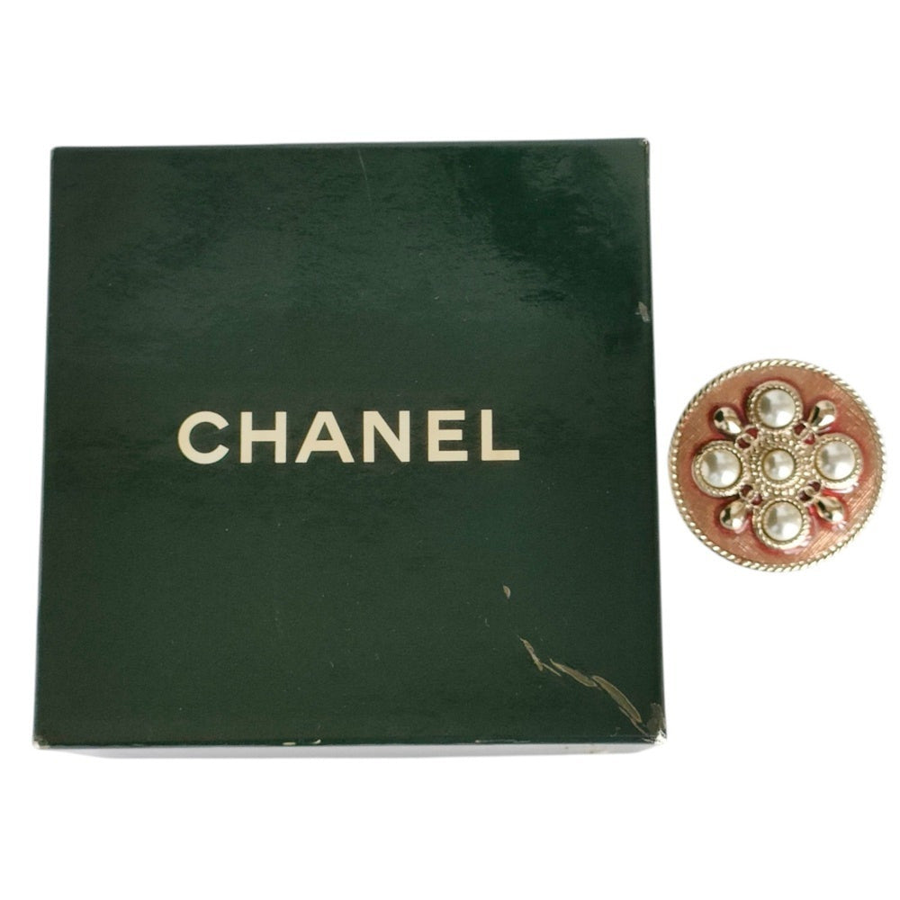 CHANEL B17P Pearl Motif Pin Brooch with Box, Gold Color, Women's — Like New