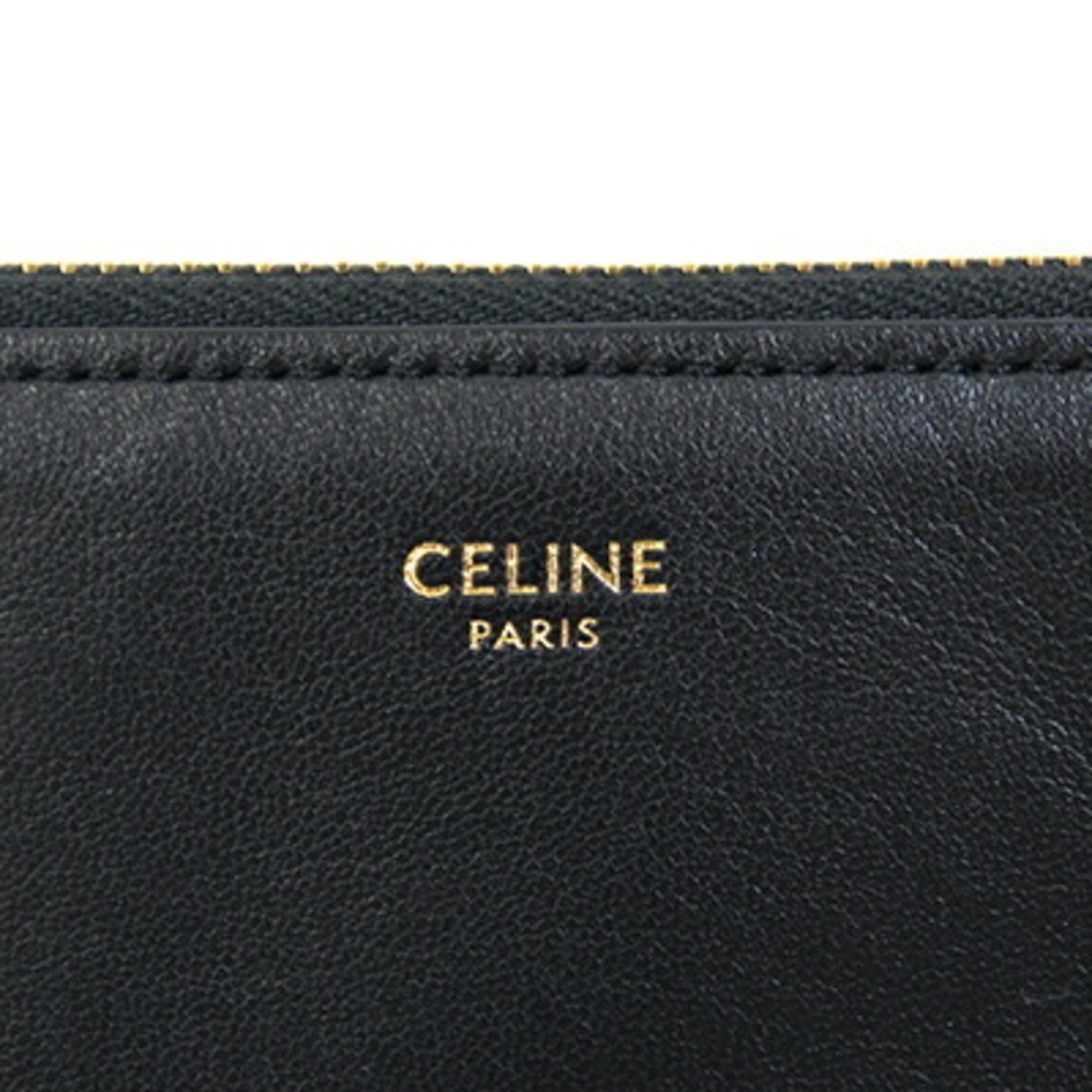 Celine Trio Large Shoulder Bag 187613 Black Leather Crossbody for Women