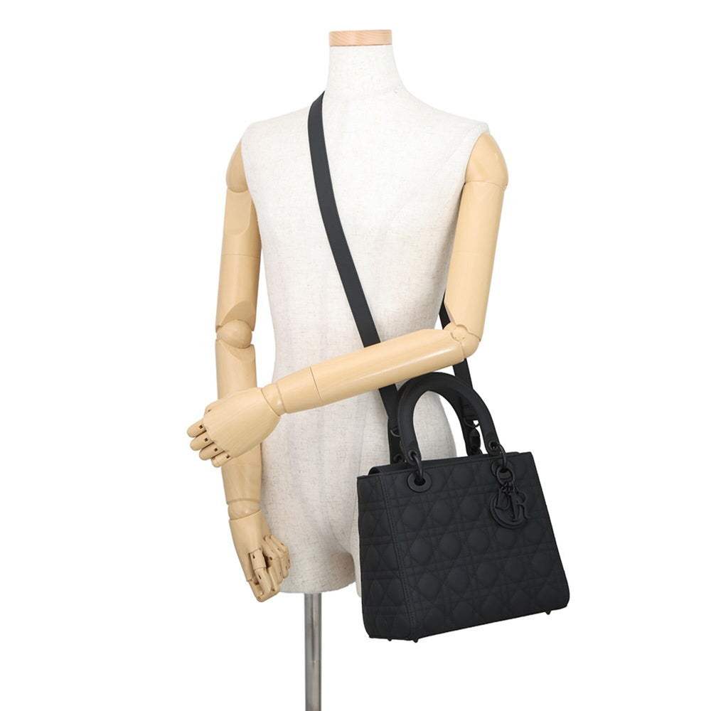 Christian Dior Lady Medium Ultra Matte Calfskin Handbag M0565SLOI_M989 2-way Shoulder Bag Black Women's — Like New