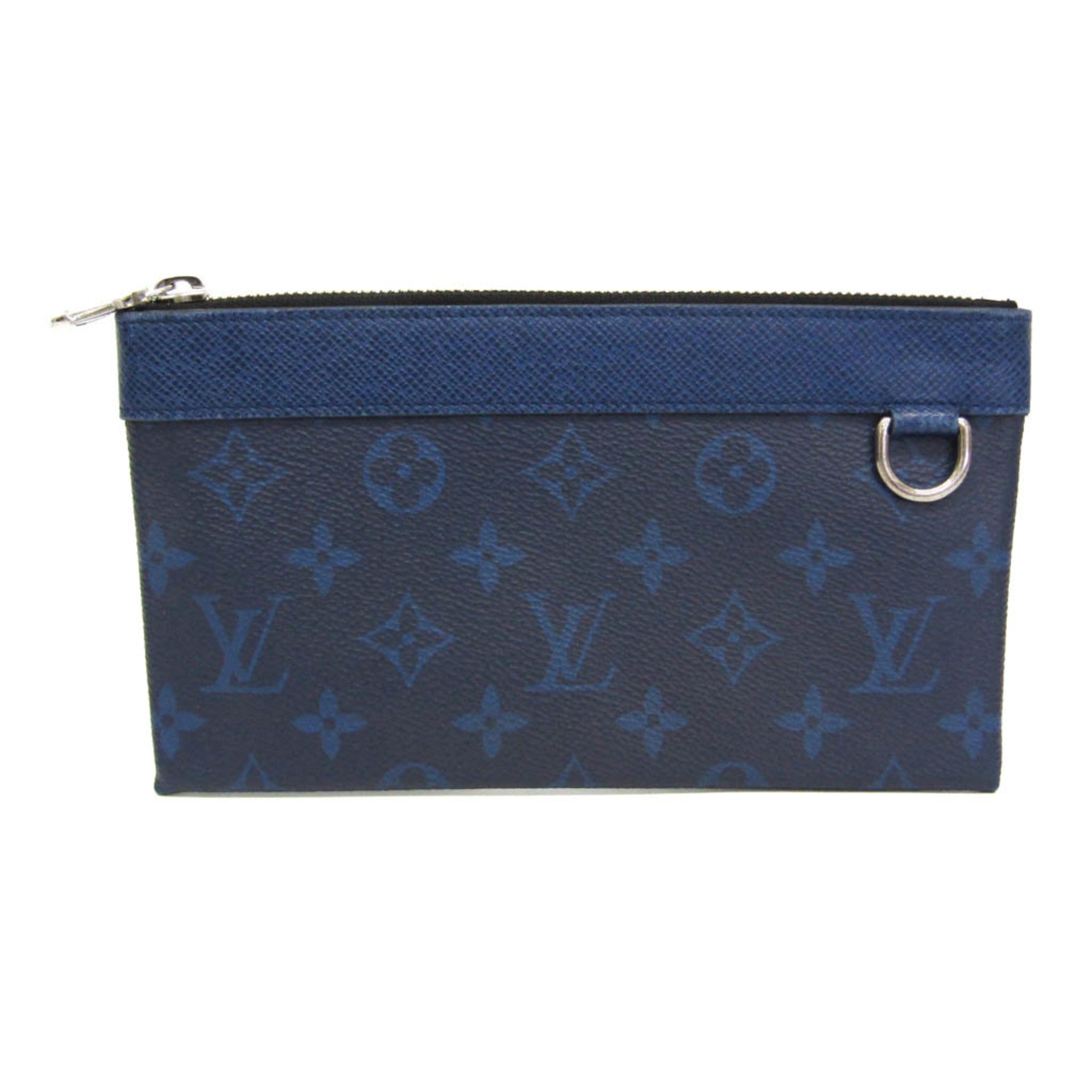 Louis Vuitton Taiga Pochette Discovery PM M30278 Men's Clutch Bag Cobalt