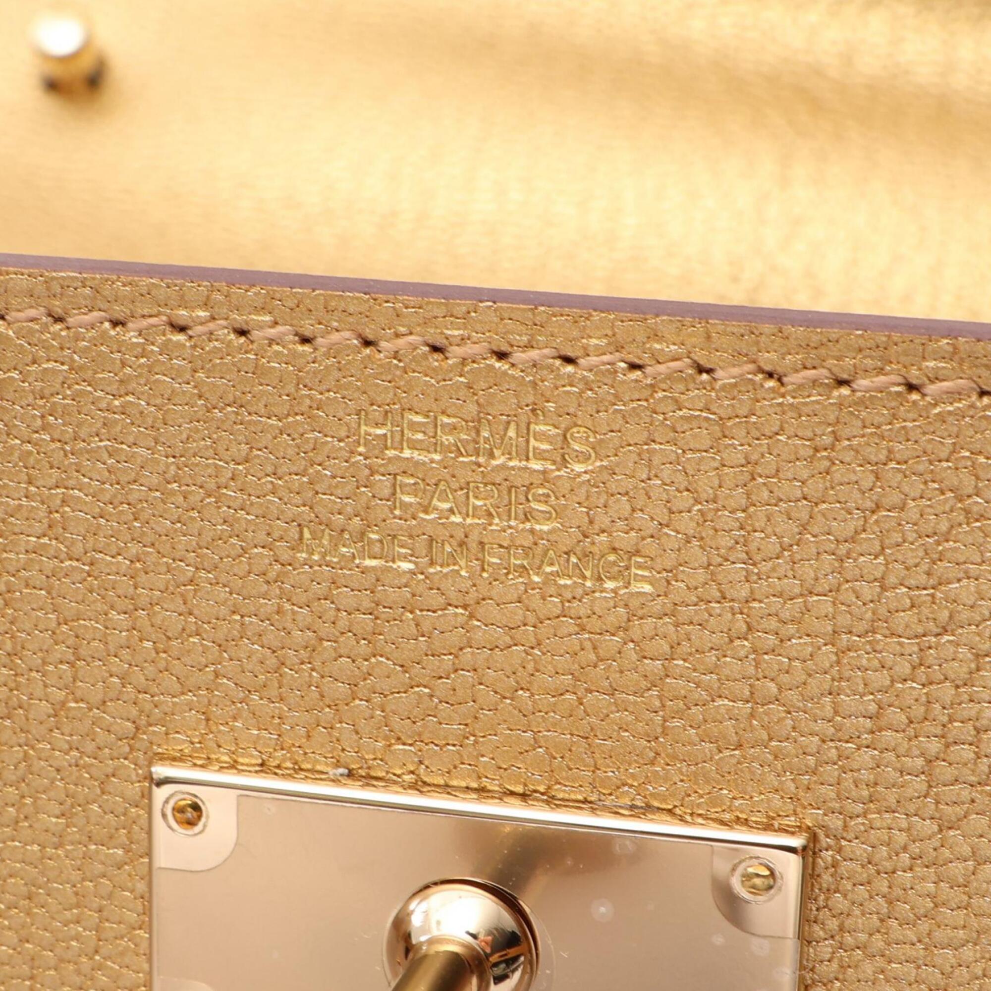 Hermes Kelly To Go Dore Shoulder Bag/Handbag, Chevre Shamkira Leather, Women's, Gold Tone — New - Store Return