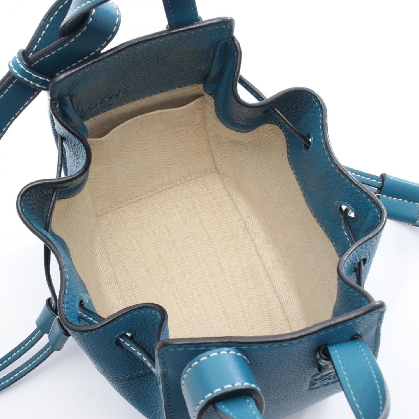 LOEWE Hammock Drawstring Bag, Mini Handbag, Leather, Women's, Blue