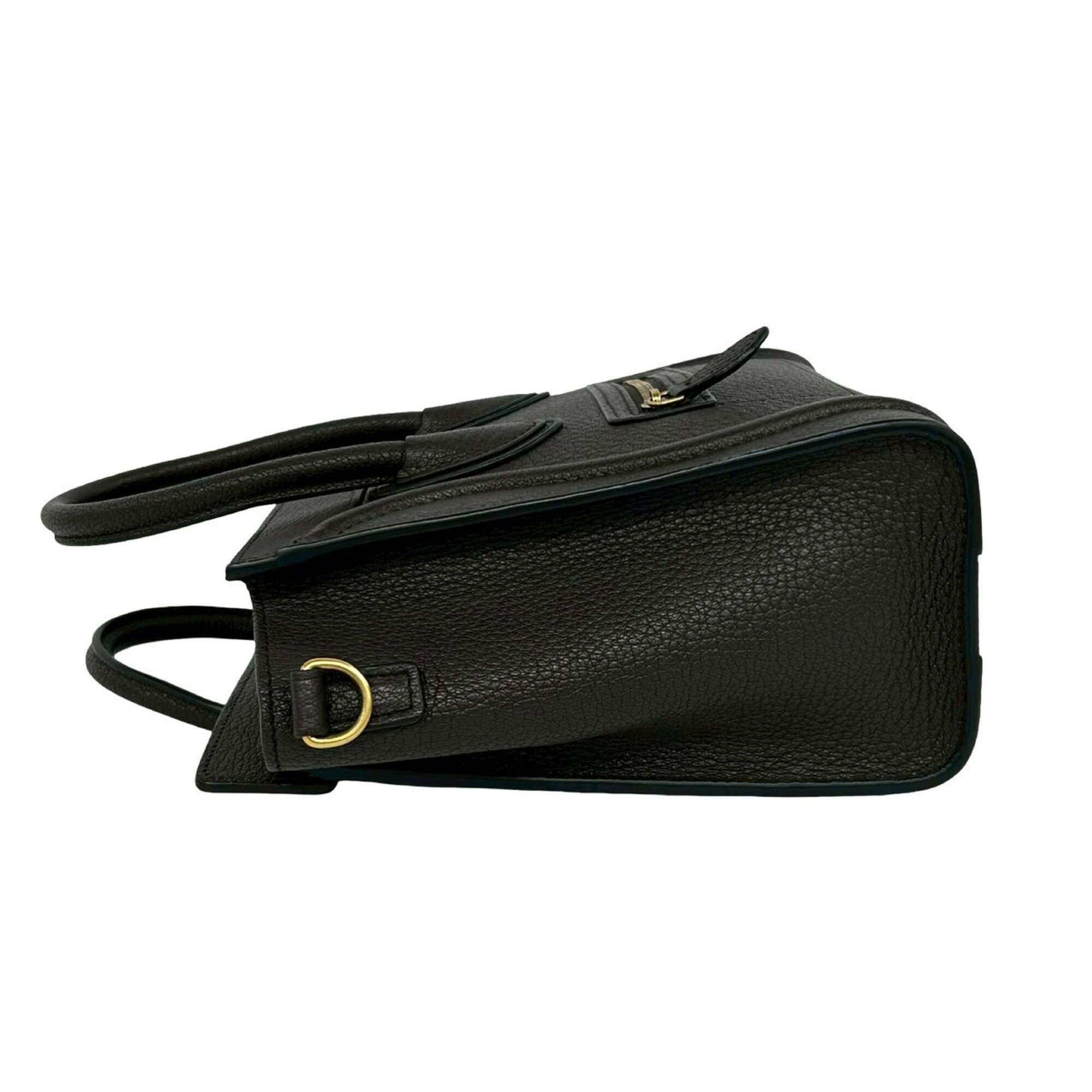 CELINE Luggage Nano Shopper Leather 2-way Handbag Shoulder Bag Mini Tote Brown 42681 — Like New