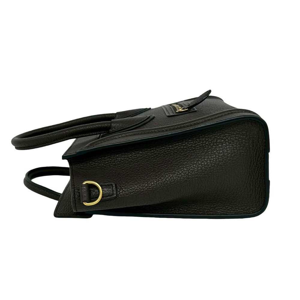 CELINE Luggage Nano Shopper Leather 2-way Handbag Shoulder Bag Mini Tote Brown 42681 — Like New