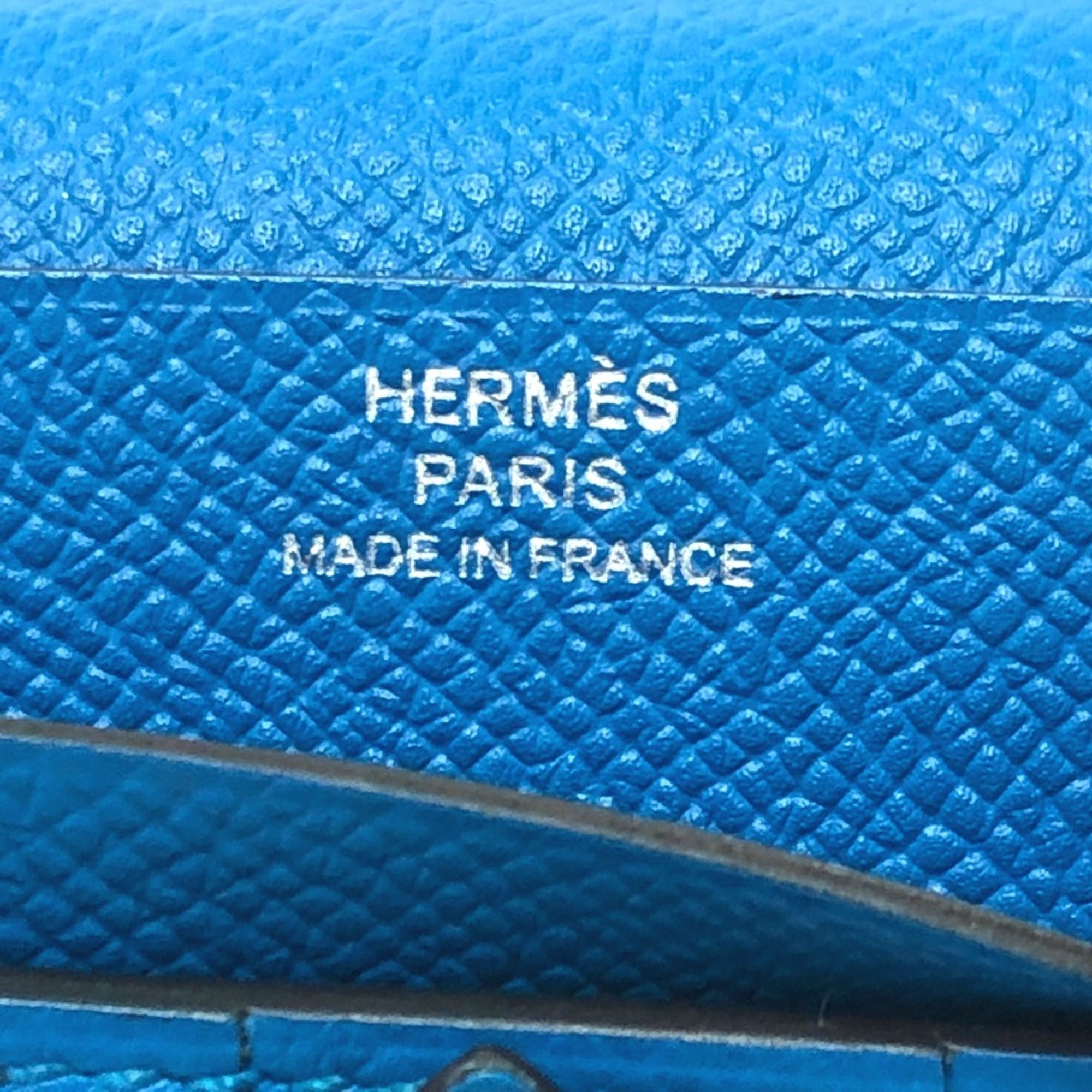 HERMES Bearn Soufflet Bifold Wallet, Long Epsom Leather, Women's, Blue Zanzibar,