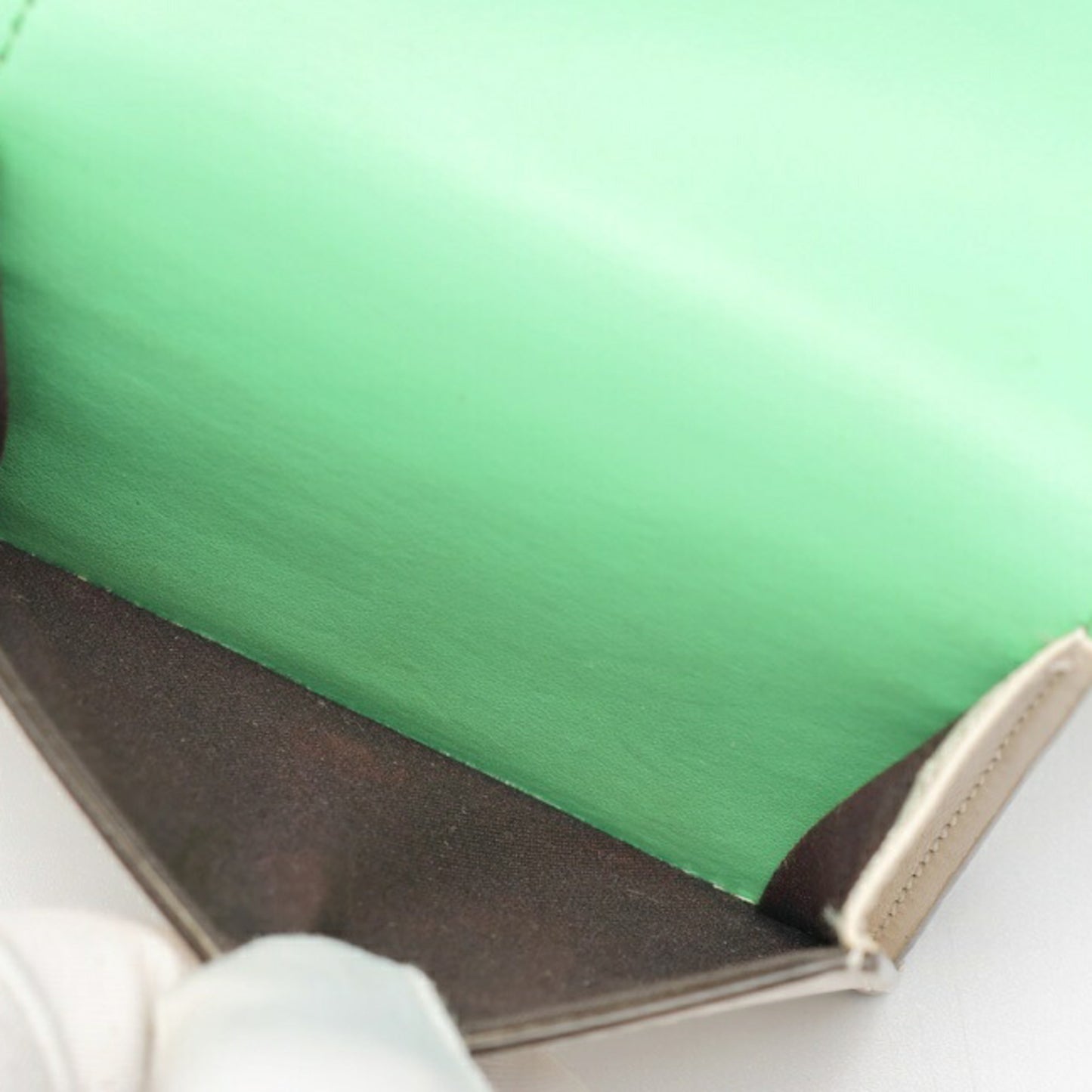 Fendi FF Diamond Wallet Trifold 8M0480 Light Green Beige S-159382