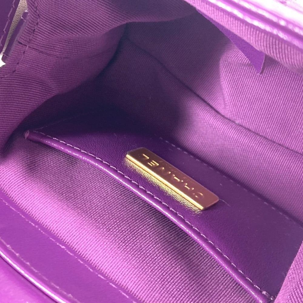 CHANEL AP4109 24A Quilted Matelasse CC Coco Mark Chain Clutch Mini Shoulder Bag Leather Women's Purple — Like New