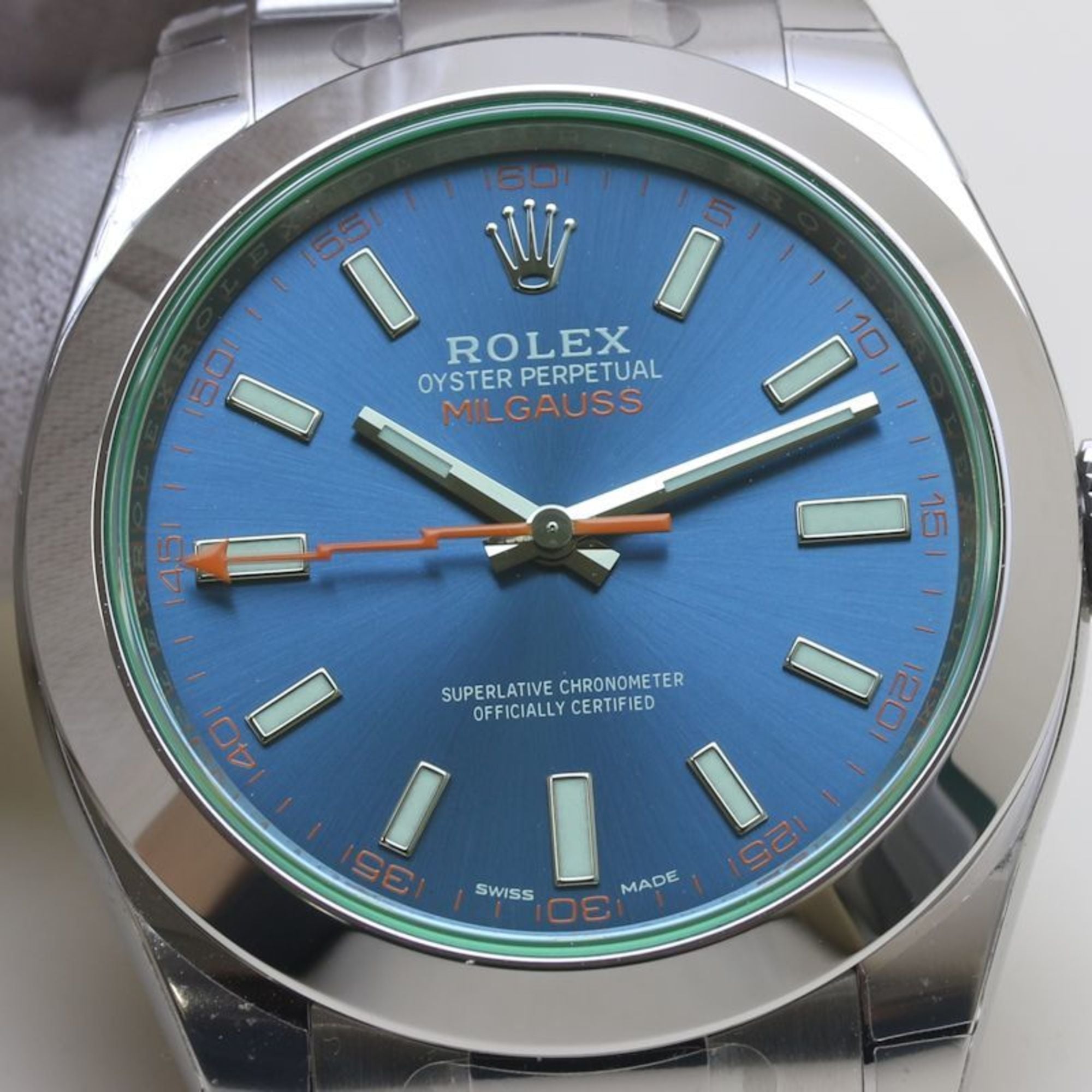 ROLEX Milgauss Z Blue, Random Number 116400GV, Men's Stainless Steel Watch, 40132 — New - Store Return