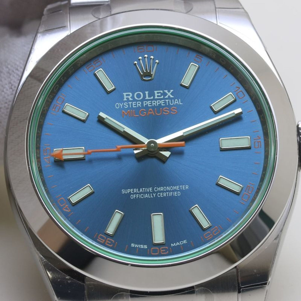 ROLEX Milgauss Z Blue, Random Number 116400GV, Men's Stainless Steel Watch, 40132 — New - Store Return