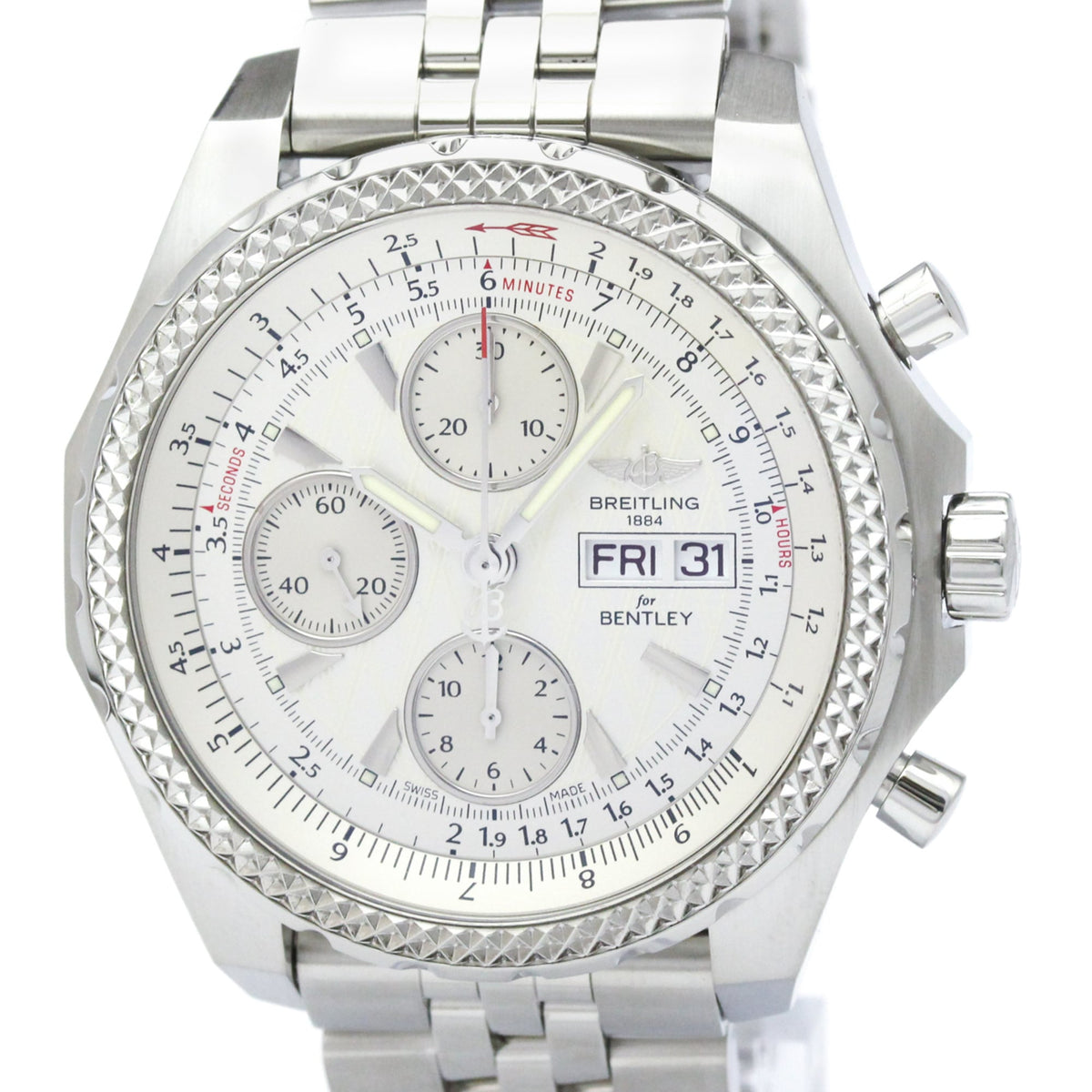 BREITLING Bentley GT Racing Steel Automatic Mens Watch A13363 Polished — Very Good