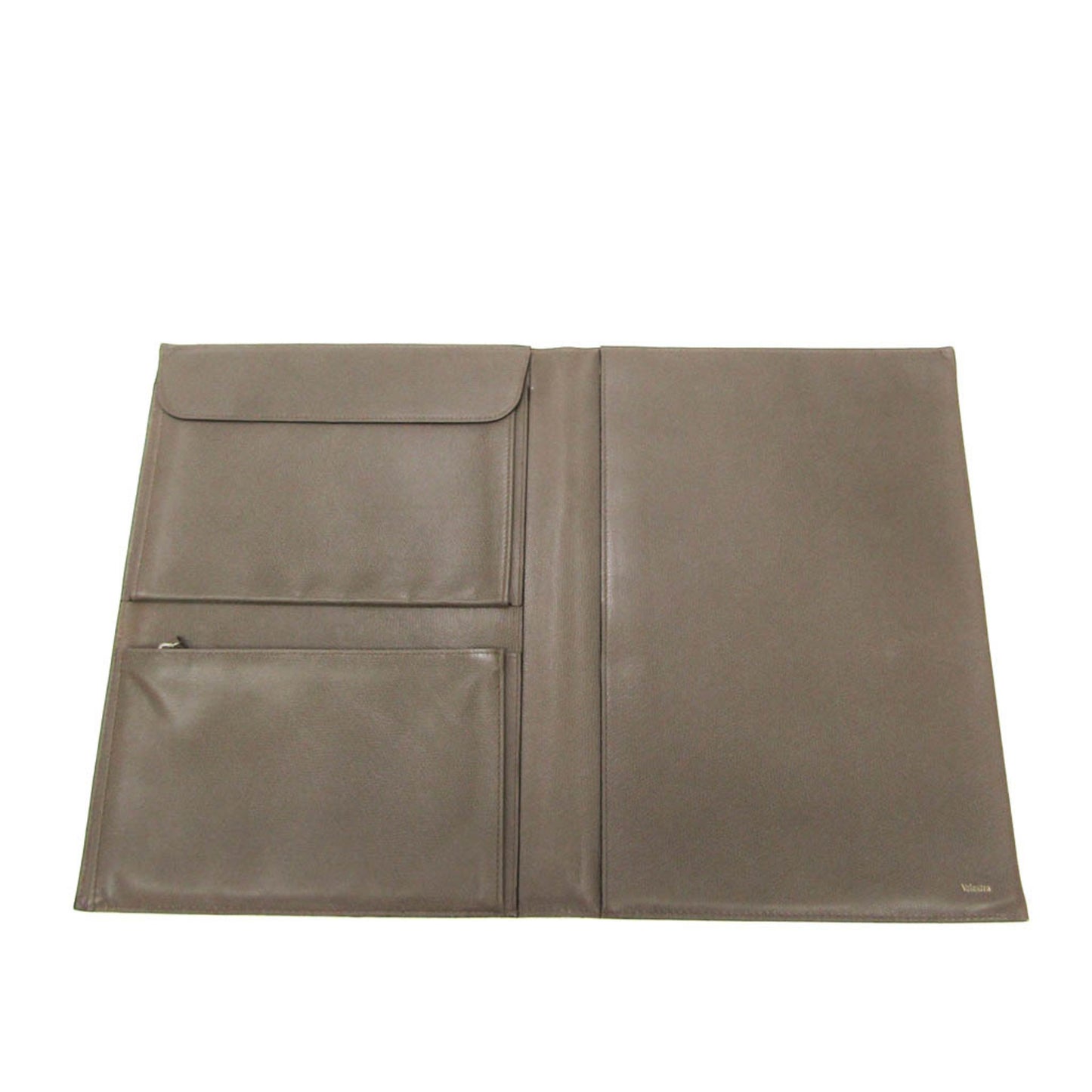 Valextra Men's Leather Clutch Bag,Document Case Gray Beige