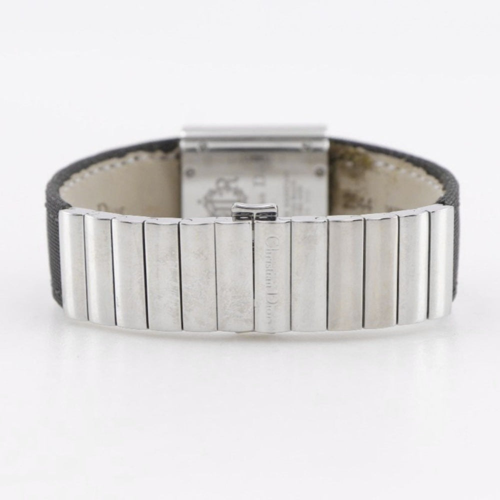 Christian Dior Riva Watch D80-100, Stainless Steel and Canvas, Quartz Movement, Analog Display, Silver Dial, Women's — Good