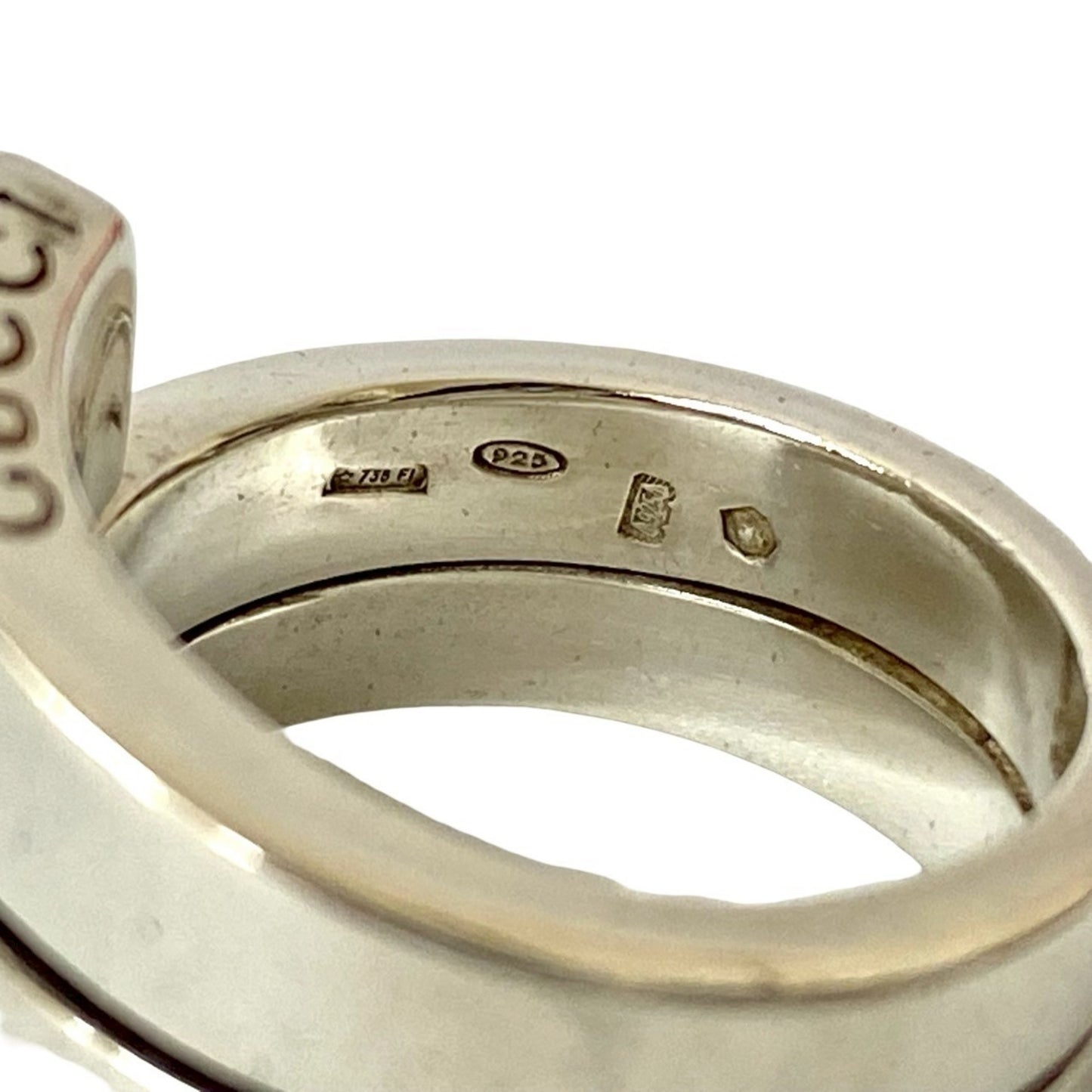 GUCCI Spiral Ring, 925 Sterling Silver, Men's Accessory, Silver 102-5