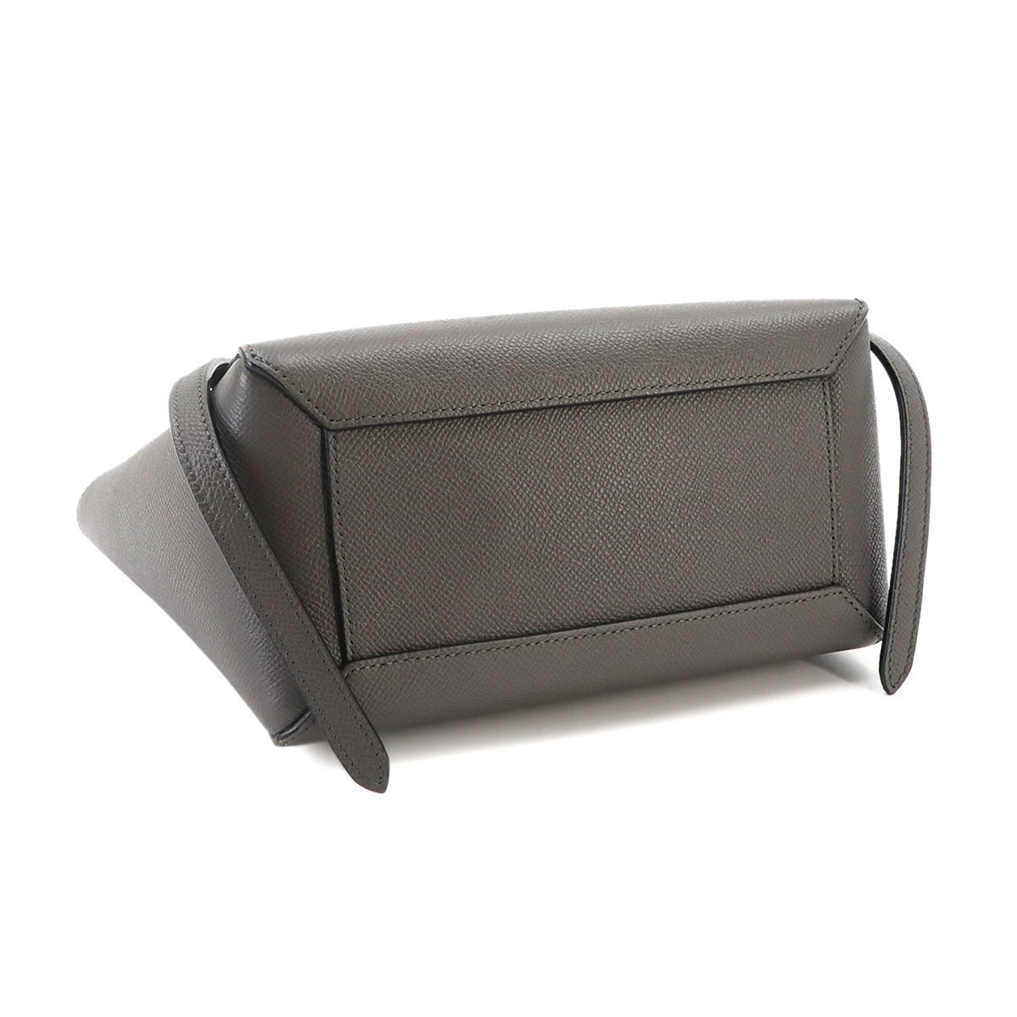 Celine CELINE Bag Waist Nano 2-way Hand Shoulder Handbag Leather Gray 189003 Belt — Like New