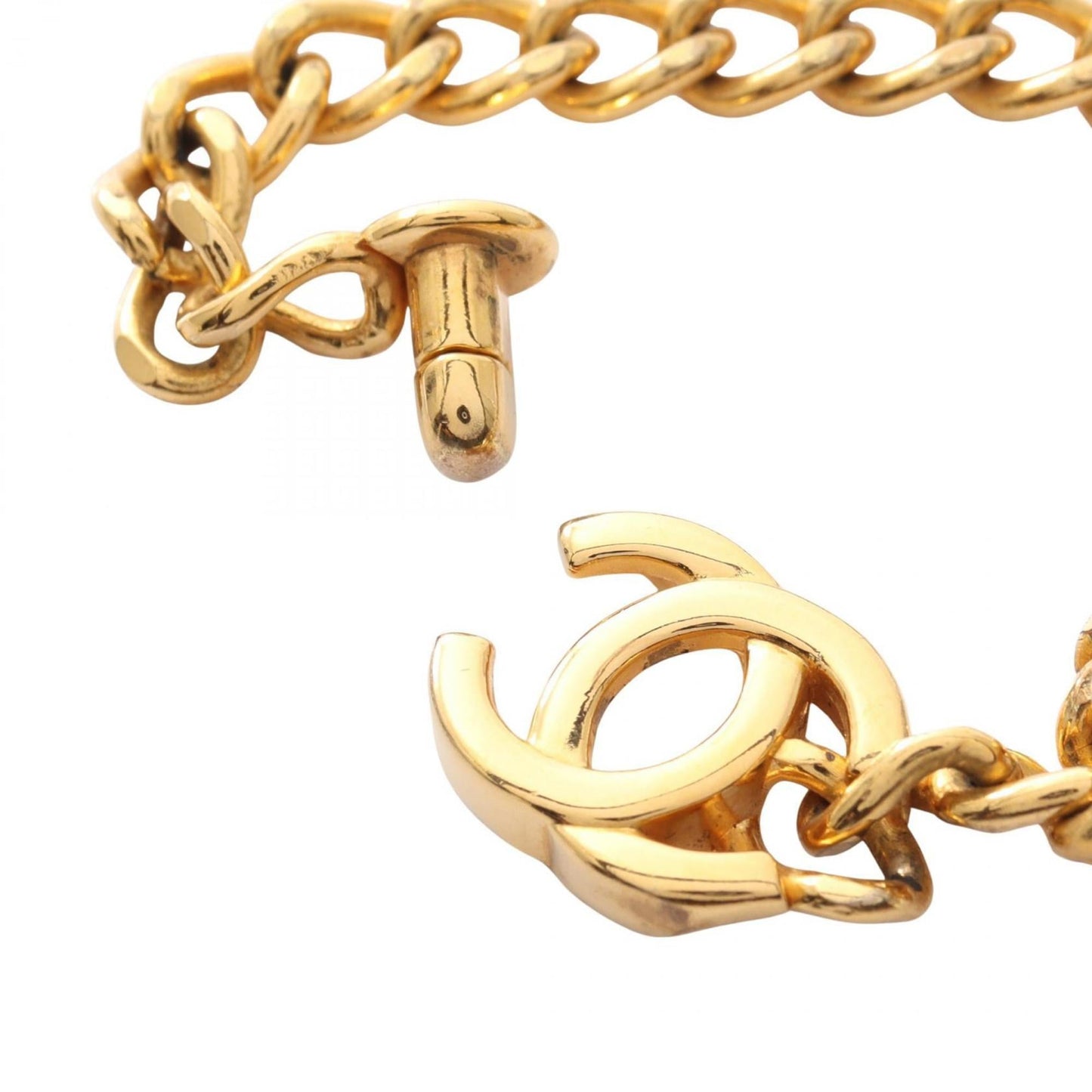CHANEL Coco Mark Turn Lock Bracelet, Gold Plated, Women's