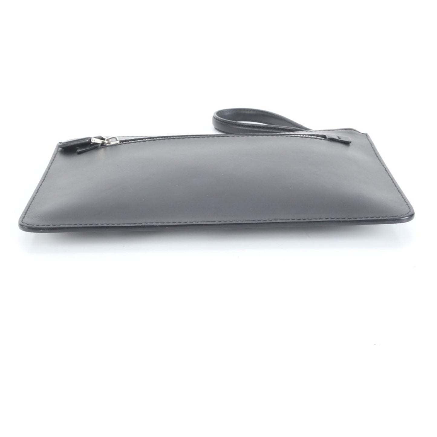 Salvatore Ferragamo Double Gancini Leather Clutch Bag Pouch Black Men's