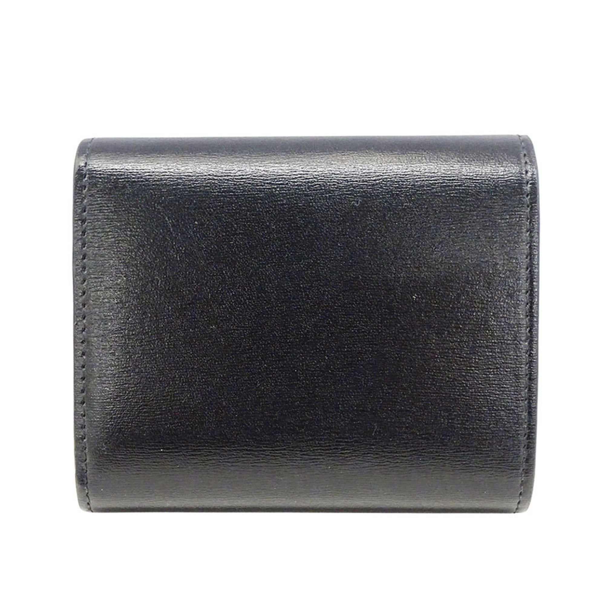 Celine Women's Triomphe Tri-fold Wallet in Shiny Calfskin. Compact, simple design.