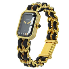CHANEL Premiere S Watch H0001, Gold-Plated Leather Quartz Movement, Analog Display, Black Dial, Women's — Very Good