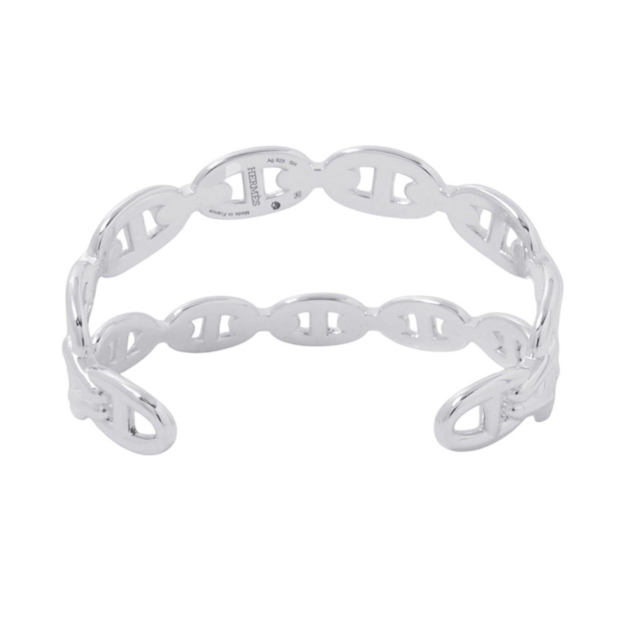 Hermes Chaine d'Ancre Enchainee Double Bracelet, SV925 Silver, Size SH, HERMES Bangle, Enchainee — Like New