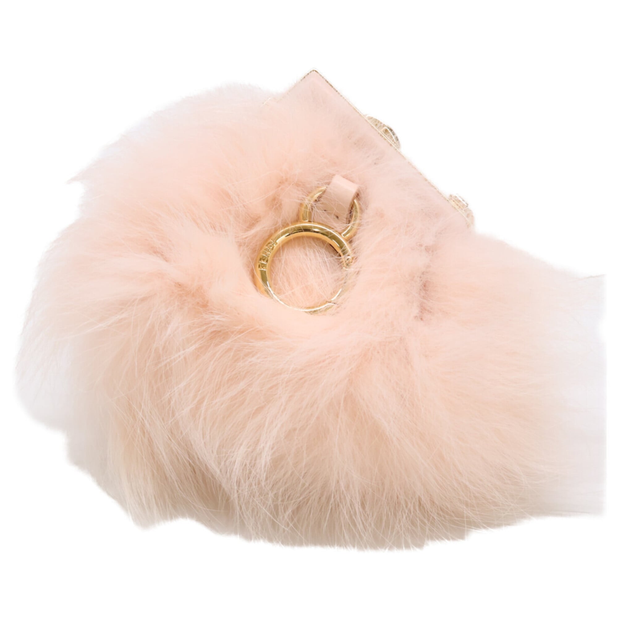 FENDI 7AS051 AL9E First Nano Fox Fur Chain Shoulder Pouch Bag Pink Women's — Like New