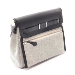 Hermes Herbag Zip Mini Shoulder Bag Handbag Canvas Leather Toile H Vache Hunter Women's Gray/Black — New - Store Return