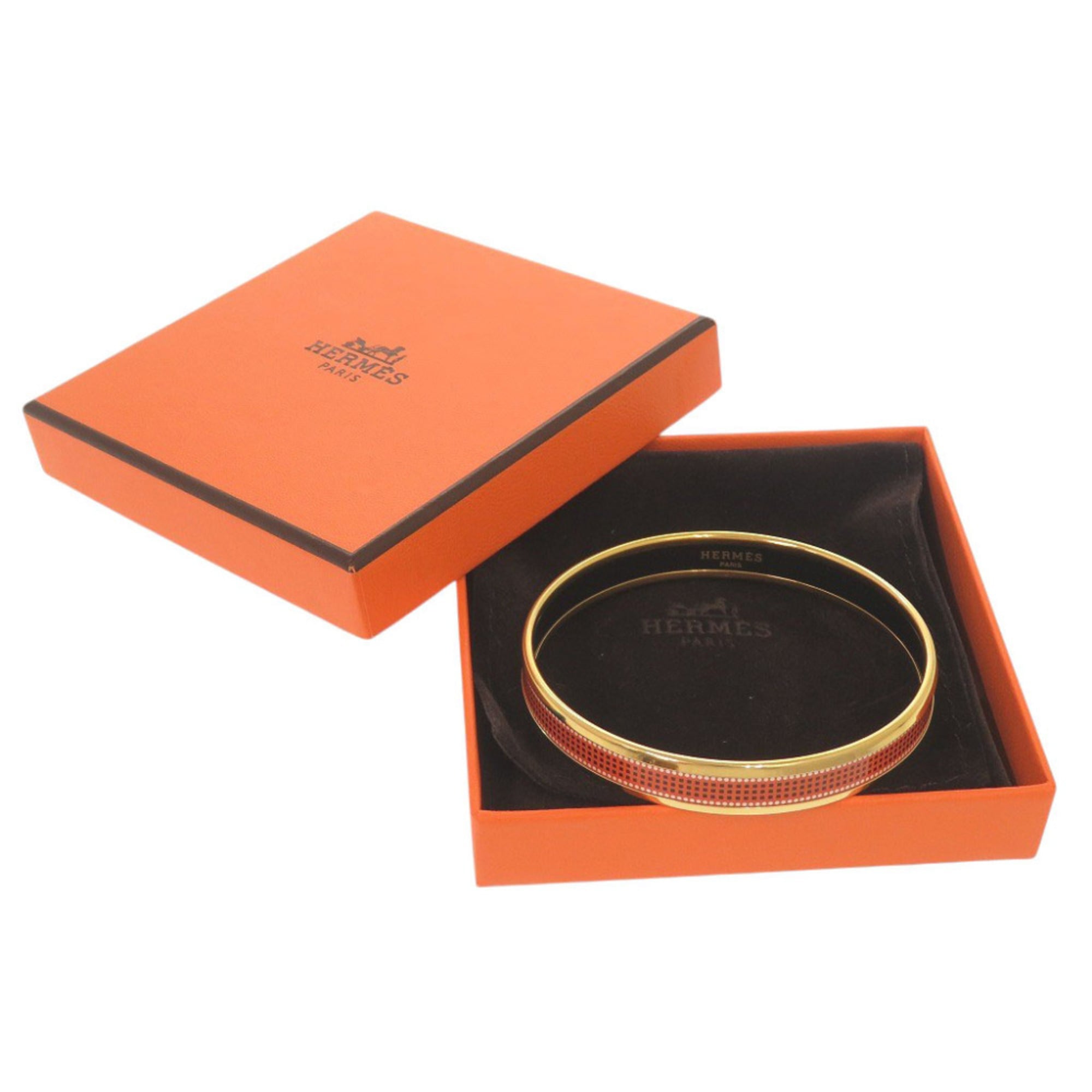 Hermes Email PM Metal Gold Orange Bangle Bracelet 0364HERMES — Like New