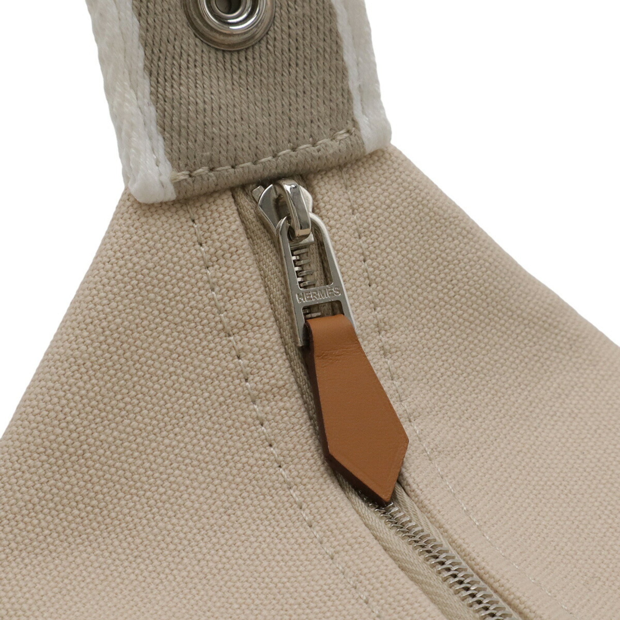 HERMES Bride à Black PM Bathroom Pouch/Handbag, Canvas, Natural Beige, H104223M — New - Store Return