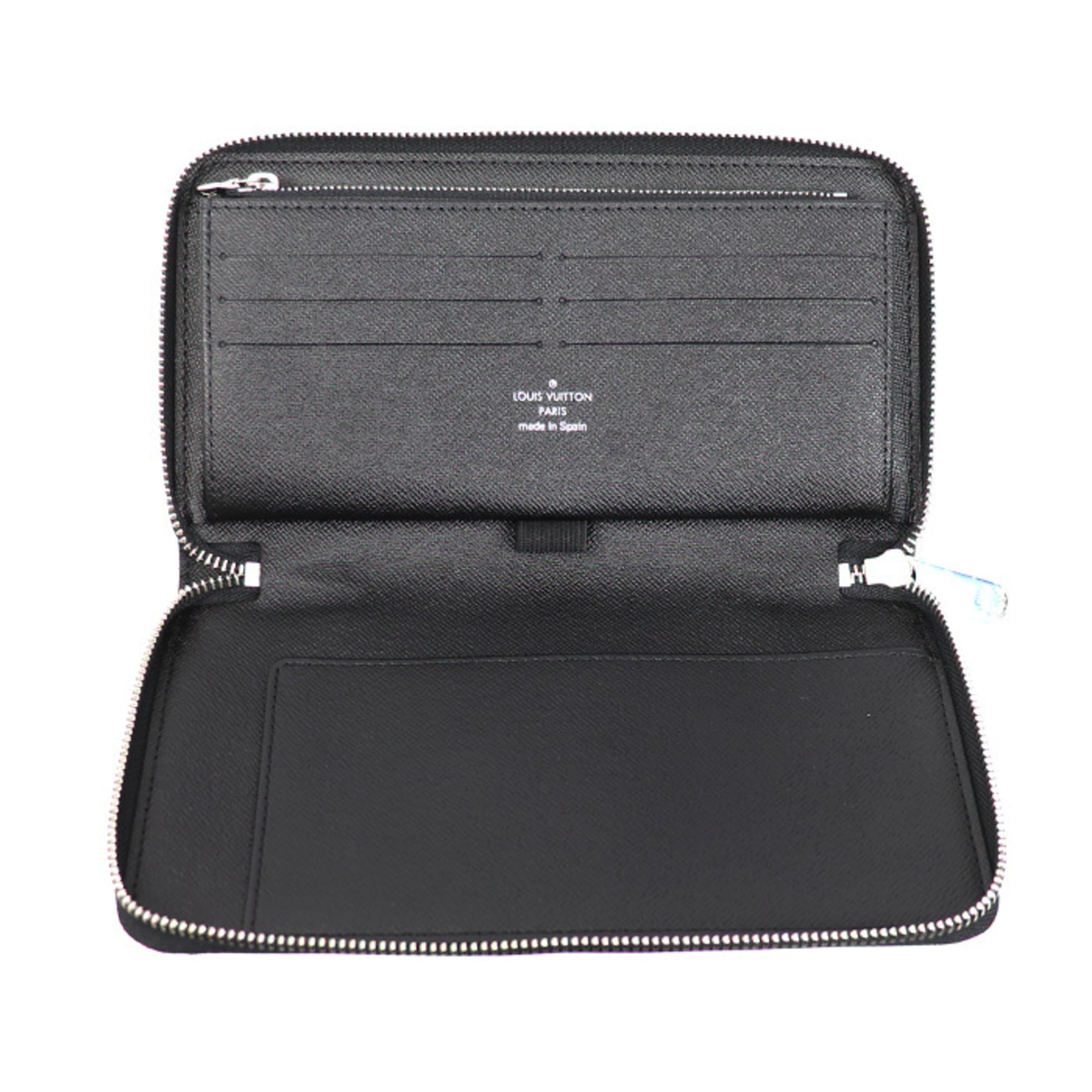 LOUIS VUITTON Zippy Organizer Long Wallet with Round Zipper, Damier Graphite, Black, N63077 CA4180, Men's