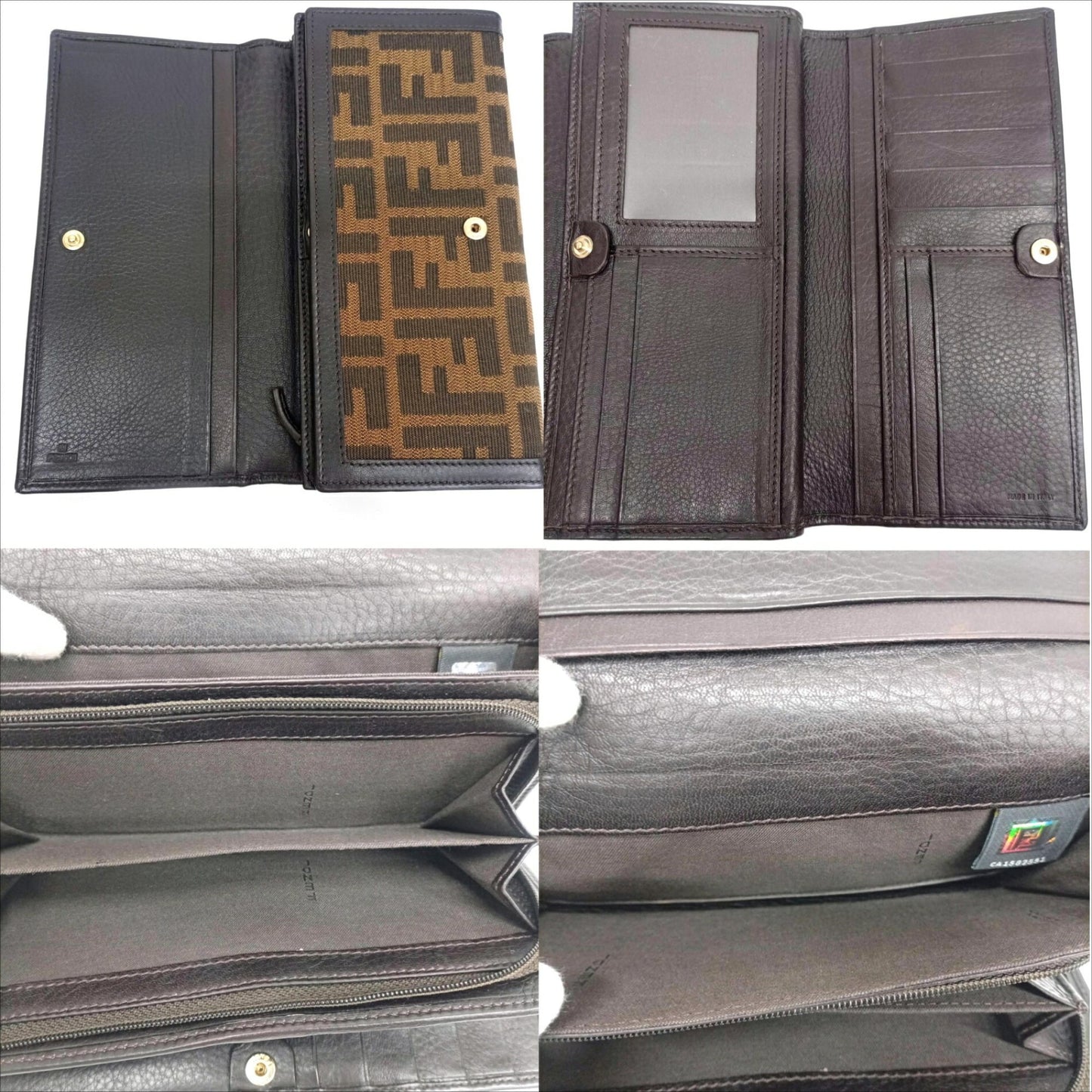 FENDI Zucca pattern long wallet, tri-fold L-shaped Fendi wallet