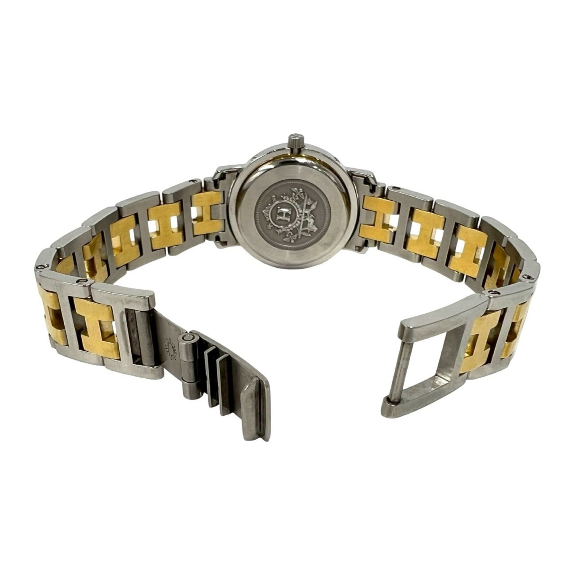 HERMES Clipper Stainless Steel GP Quartz Wristwatch, Silver/Gold, 23912 — Good