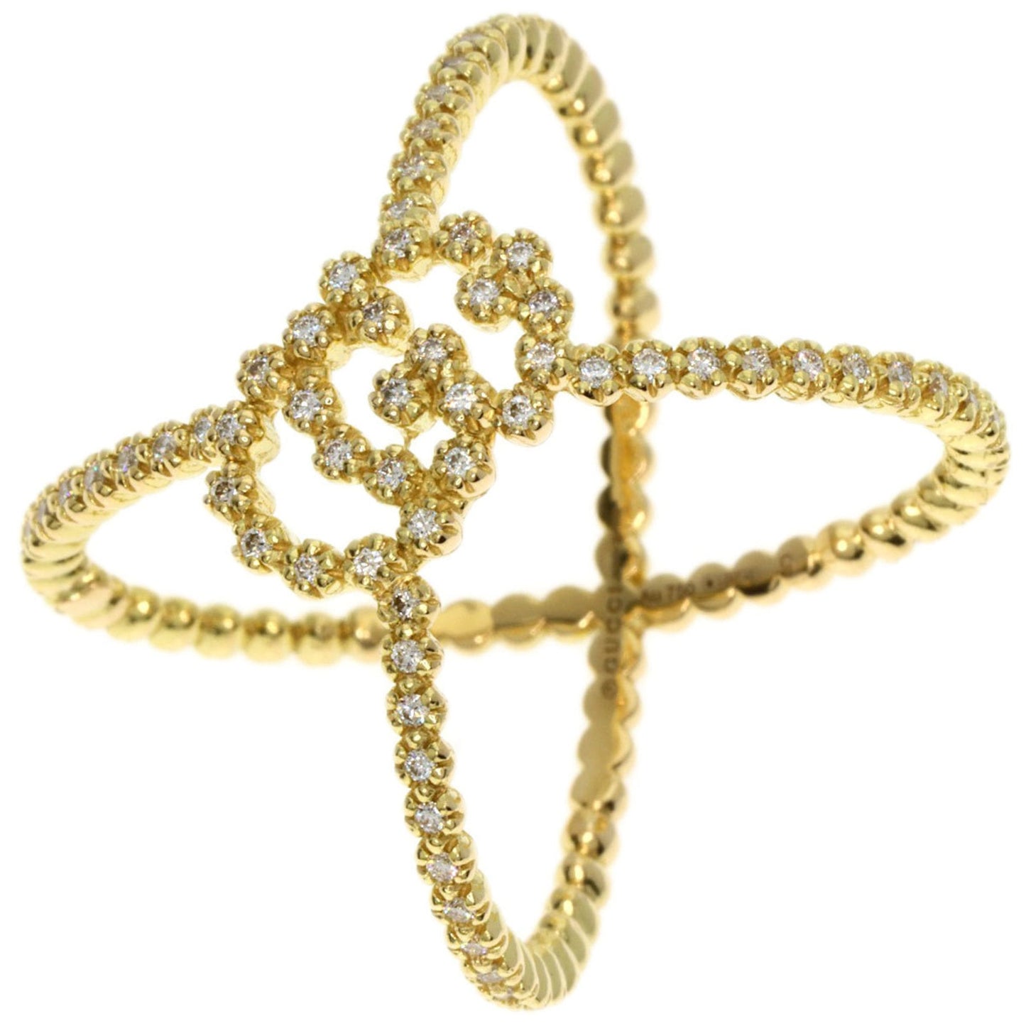 Gucci GG Running x Diamond #9 Ring, K18 Yellow Gold, Women's