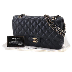 Chanel Matelasse 25 Chain Shoulder Handbag, Caviar Leather, Navy, A01112, Gold Hardware, Coco Mark — Like New