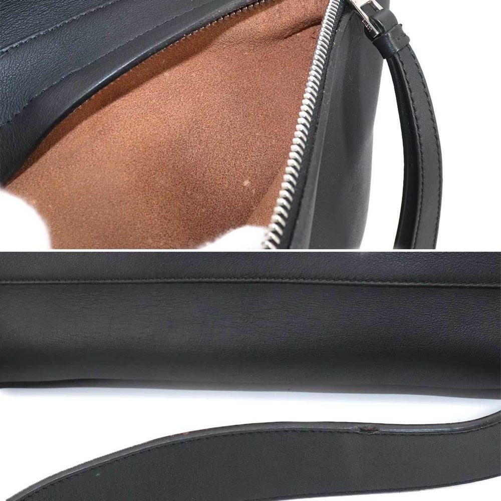 Loewe Military Shoulder Handbag, Leather, Black, Silver Hardware, 337 02 N64 Messenger Bag — Like New