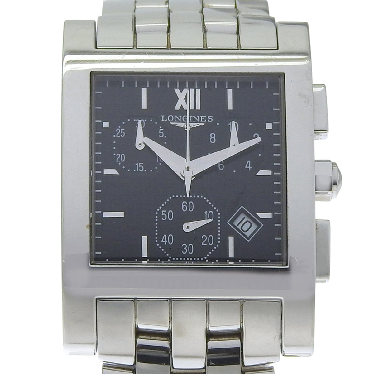 Longines DolceVita watch L5.668.4, stainless steel, quartz, analog, black dial, men's — Good
