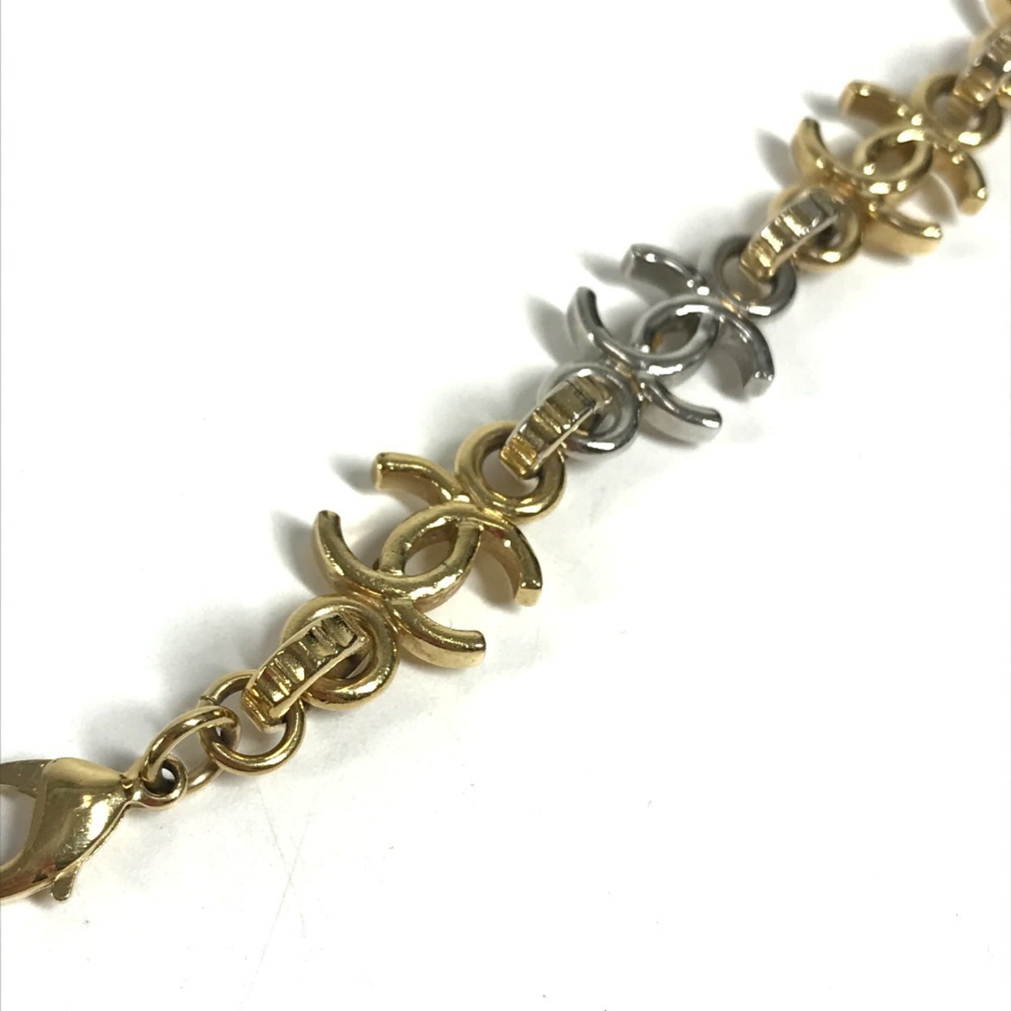 CHANEL B26P CC Coco Mark Chain Bracelet, Bicolor Accessory, Metal Women's, Gold — Like New