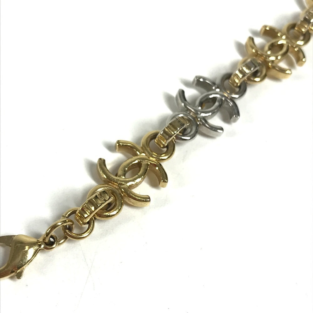 CHANEL B26P CC Coco Mark Chain Bracelet, Bicolor Accessory, Metal Women's, Gold — Like New