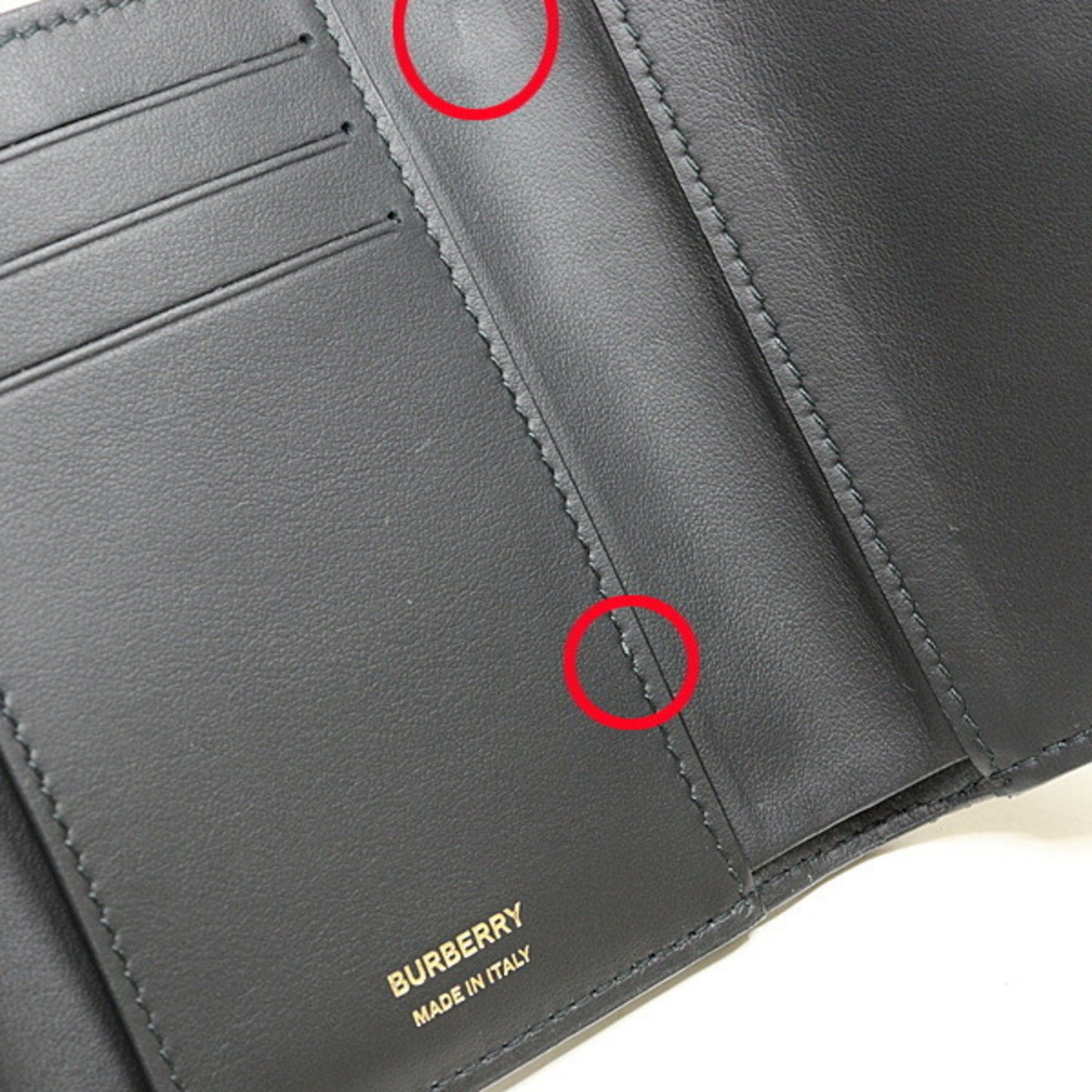 Burberry Tri-fold Wallet 8049280 Compact Black Leather