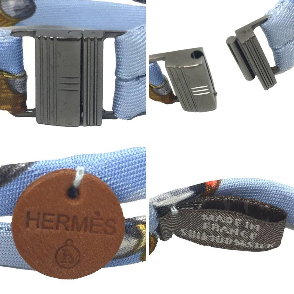 HERMES Petit h bracelet silk H metal fittings light blue Hermes — Like New