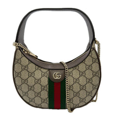 GUCCI Ophidia GG Supreme Small Shoulder Bag 838463 Handbag Beige Red Green Leather Women's — New - Store Return