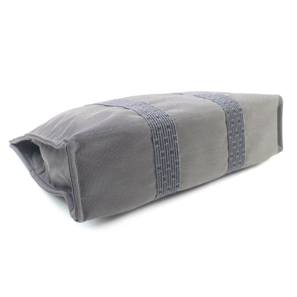 HERMES Air Line MM Silver Hardware Serie Button Canvas Tote Bag Gray Made in France Women's — Like New